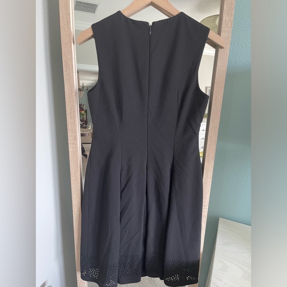 Calvin Klein A line flare black dress with cutout hem detail size 10 - Picture 2 of 5